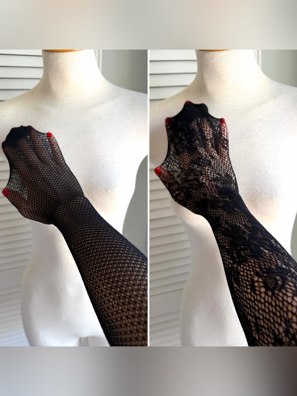 S/M🖤 Express 2 Black Fishnet Stockings Tights Floral Lace & Geometric